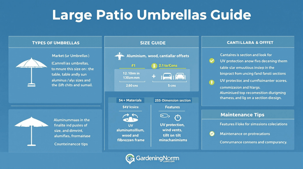 Large patio umbrellas - infographic