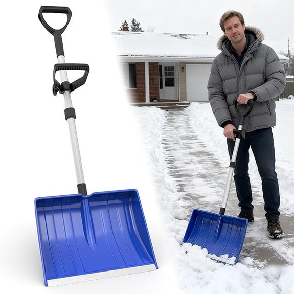 Snow Shovel with Ergonomic Double Handle for Driveway