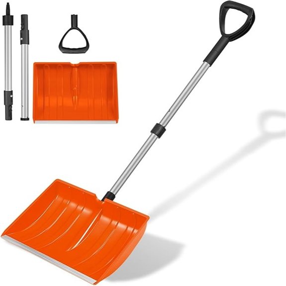Ergonomic Large Snow Shovel with Lightweight Aluminum Shaft