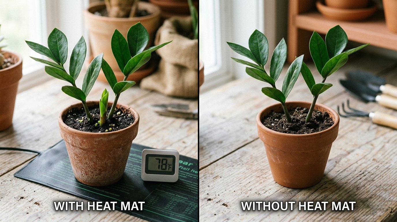 Side-by-side comparison: ZZ propagation with heating mat vs without